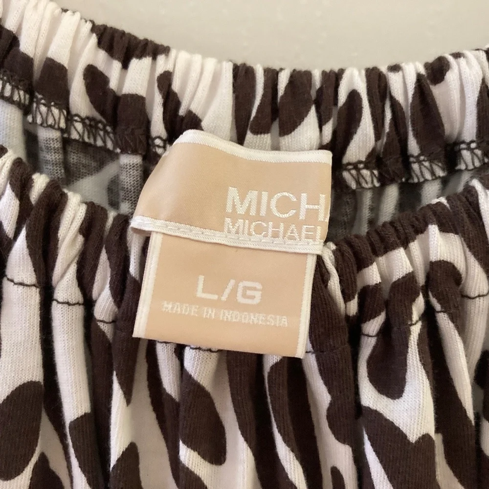 FINAL SALE! Michael Kors Animal Print Top/Chain/Brown/White/L/NEW/PRICE FIRM!